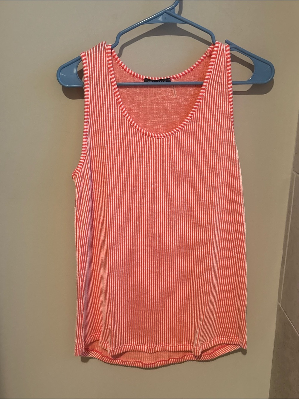 Staccato Coral and White Striped Tank Top